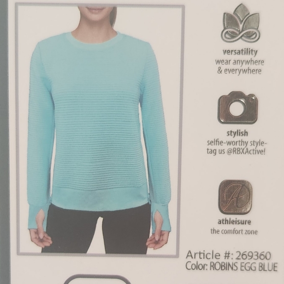 RBX New Robins Egg Blue Long Sleeve Side Zipper Sweatshirt Medium - Picture 8 of 8